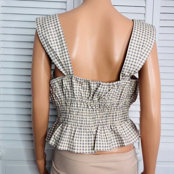 WEWOREWHAT Smocked Gingham Top Size XL - Picture 9 of 10